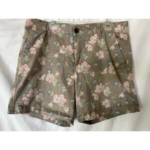 Gap Floral Print Women's mid rise cotton stretch chino shorts preppy minimalist
